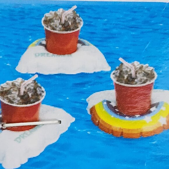 All Blown Up Dreamer Rainbow Inflatable Drink Holder Swimming Pool Floats 3pk - Picture 3 of 16